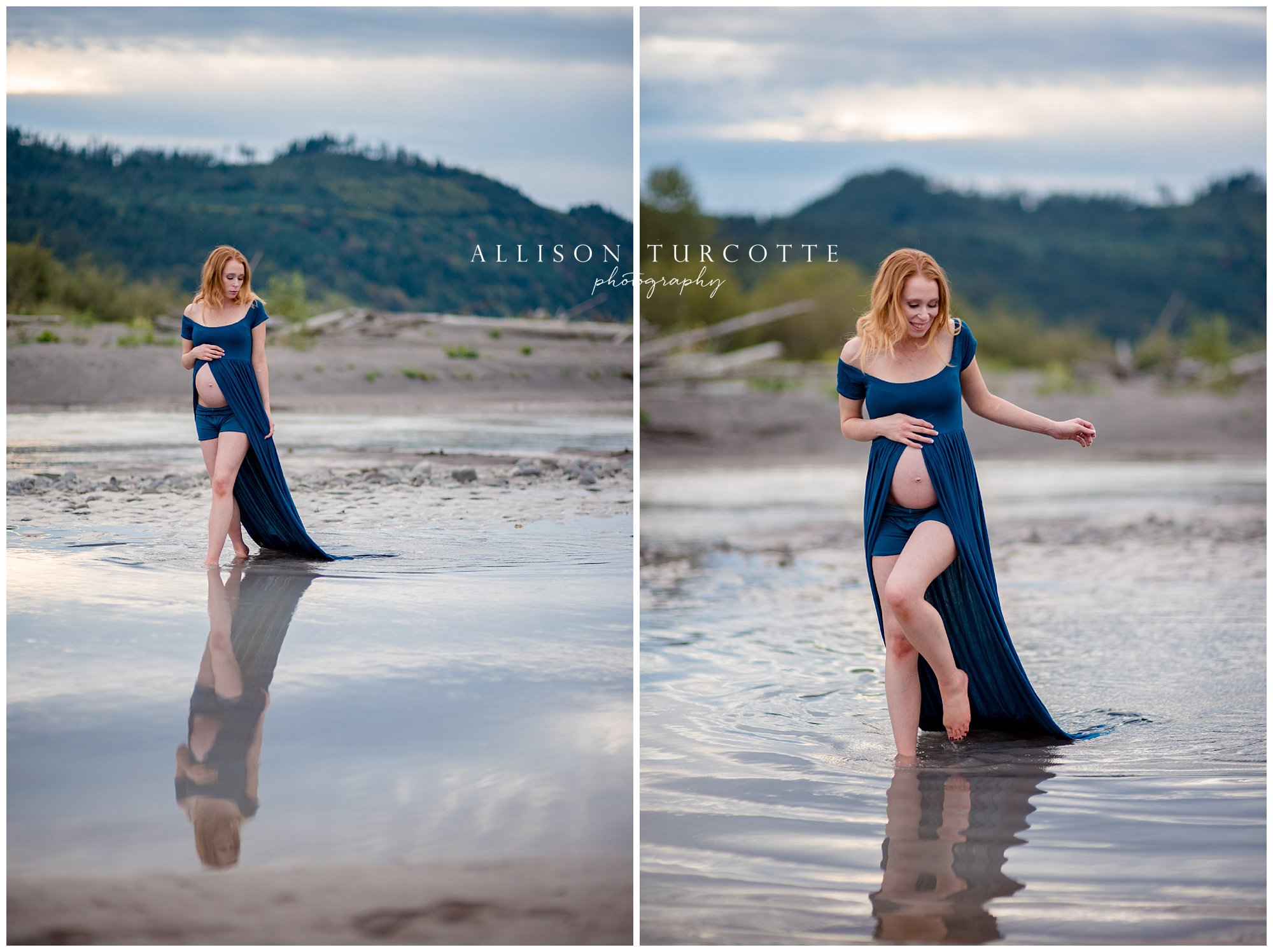 Pregnant mom-to-be in Nisqually River, Maternity, Yelm, WA