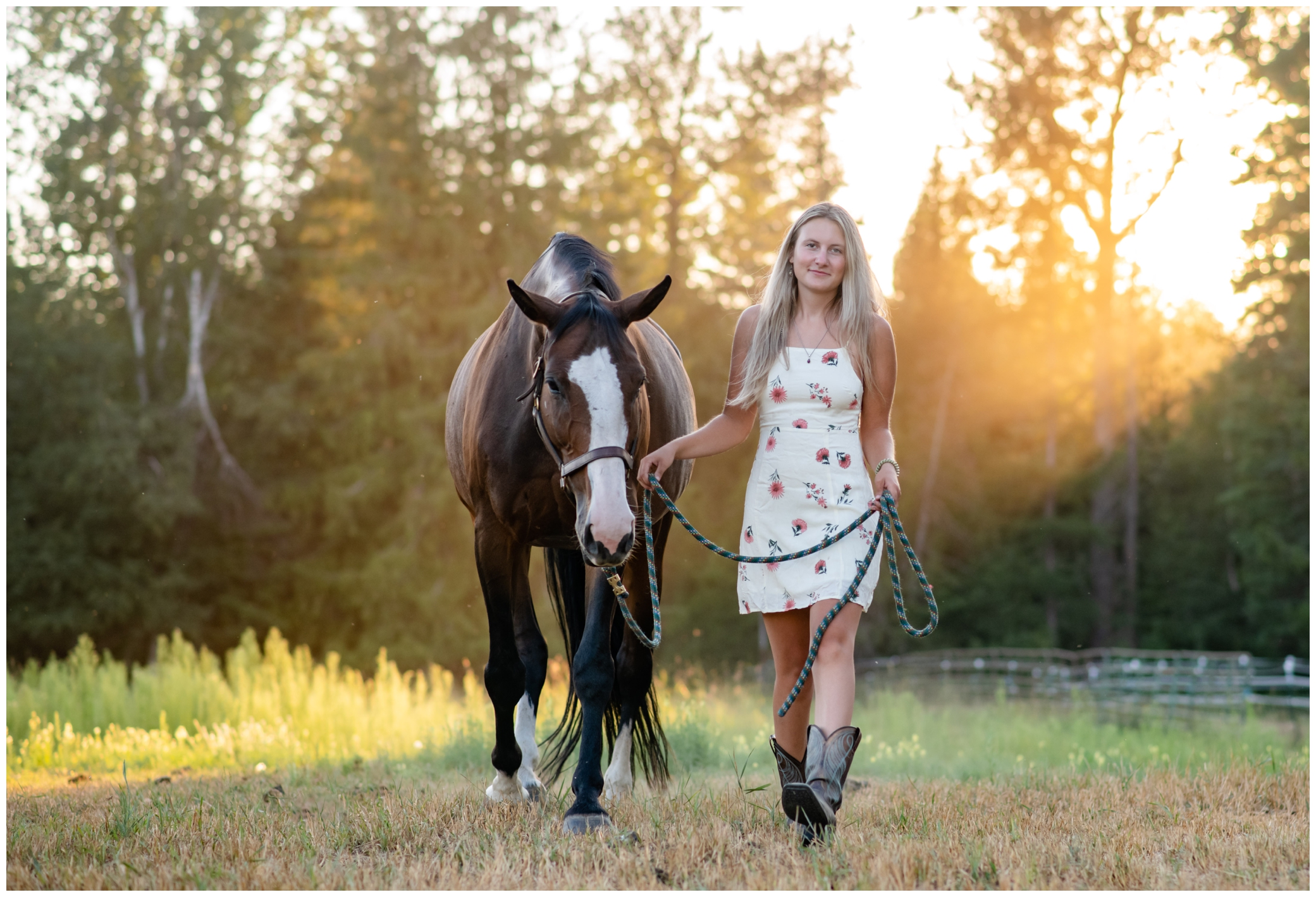 Horse and owner at golden hour in north Idaho