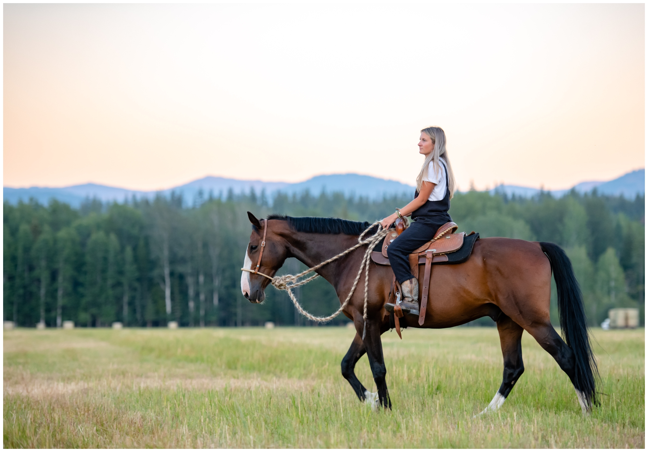 horseback riding at sunset in North Idaho